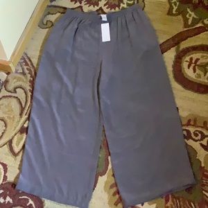 EILEEN FISHER Size Large Classics 100% SILK Pull-On Elastic Waist Flatfront NEW